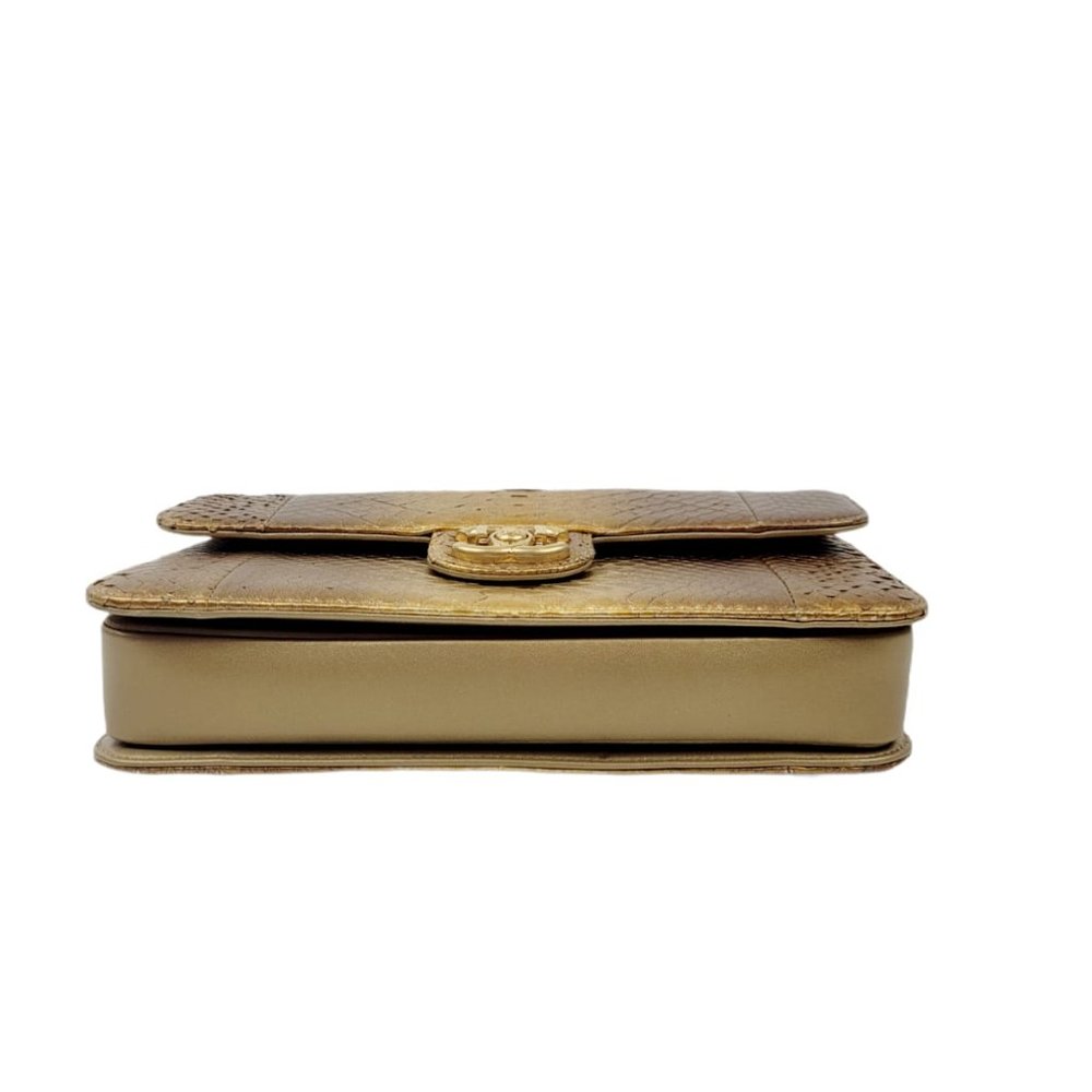 Chanel Two Tone Gold Python Double Flap Bag - Picture 5 of 8